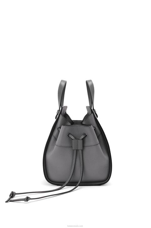 Loewe Mini Hammock drawstring in soft grained calfskin 688V252 Women Asphalt Grey