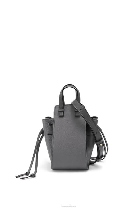 Loewe Mini Hammock drawstring in soft grained calfskin 688V252 Women Asphalt Grey