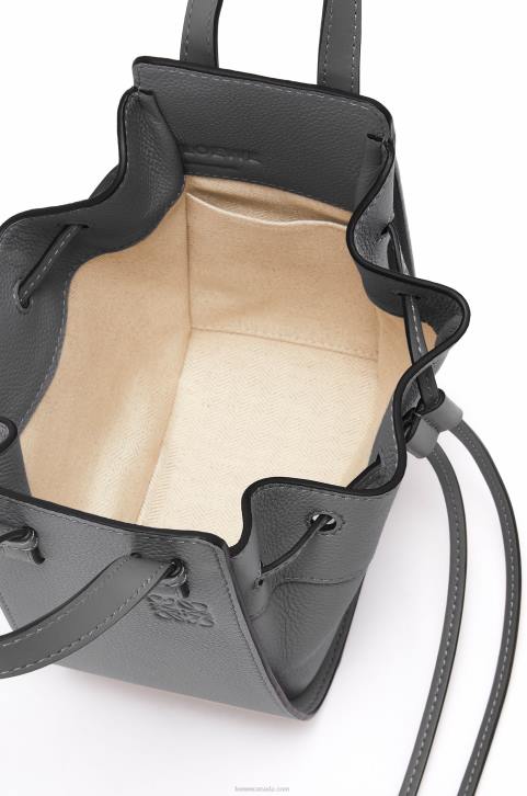 Loewe Mini Hammock drawstring in soft grained calfskin 688V252 Women Asphalt Grey