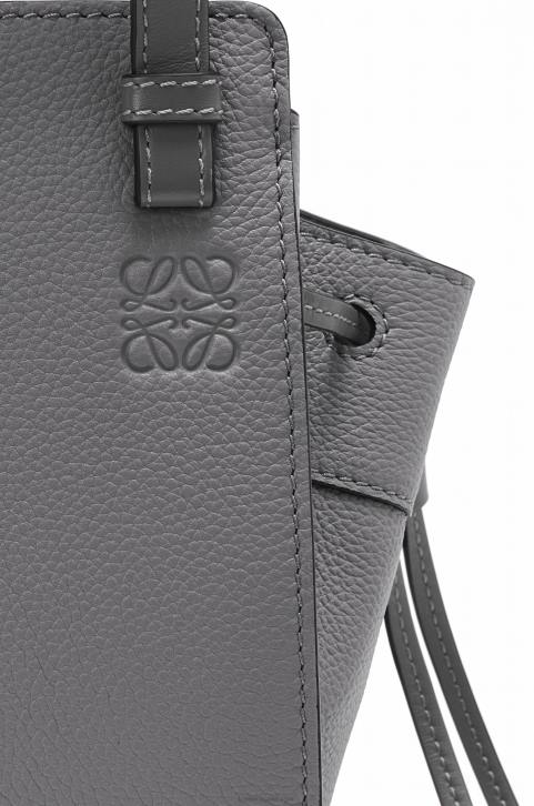 Loewe Mini Hammock drawstring in soft grained calfskin 688V252 Women Asphalt Grey