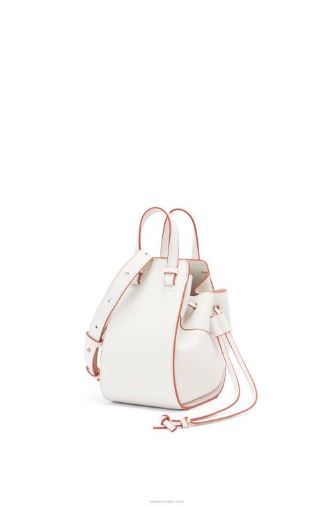 Loewe Mini Hammock drawstring in soft grained calfskin 688V313 Women Soft White