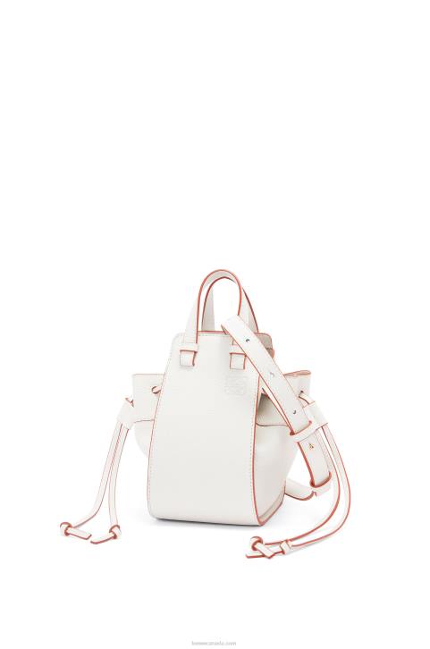 Loewe Mini Hammock drawstring in soft grained calfskin 688V313 Women Soft White