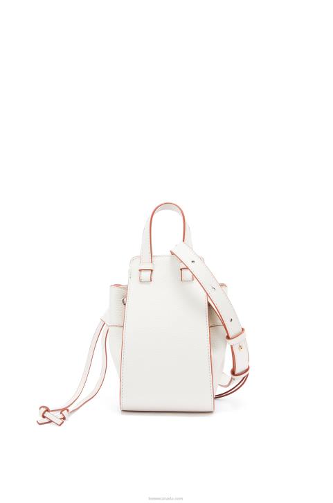 Loewe Mini Hammock drawstring in soft grained calfskin 688V313 Women Soft White