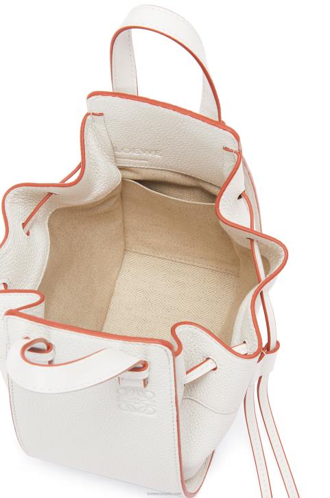 Loewe Mini Hammock drawstring in soft grained calfskin 688V313 Women Soft White