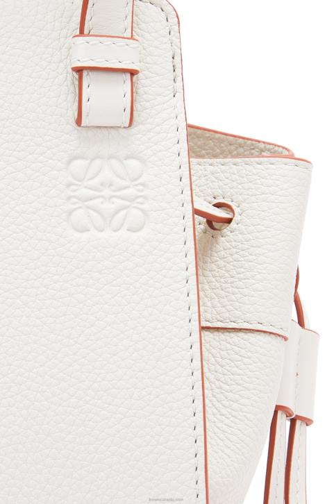 Loewe Mini Hammock drawstring in soft grained calfskin 688V313 Women Soft White