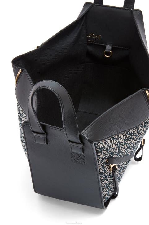 Loewe Small Hammock bag in Anagram jacquard and calfskin 688V520 Women Navy/Black