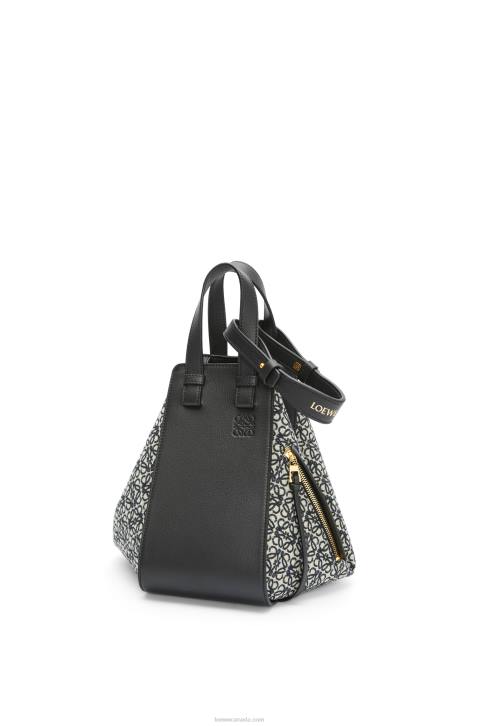 Loewe Small Hammock bag in Anagram jacquard and calfskin 688V520 Women Navy/Black