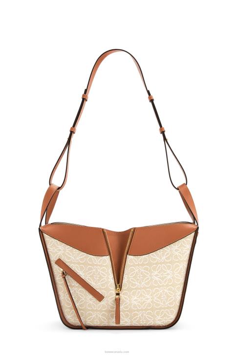 Loewe Small Hammock bag in Anagram jacquard and calfskin 688V523 Women Ecru/Tan