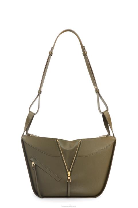 Loewe Small Hammock bag in classic calfskin 688V371 Women Dark Khaki Green