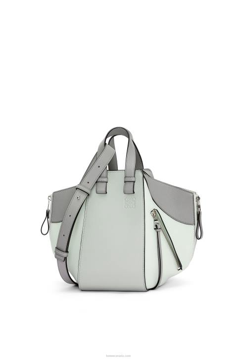 Loewe Small Hammock bag in classic calfskin 688V433 Women Ash Grey/Light Celadon