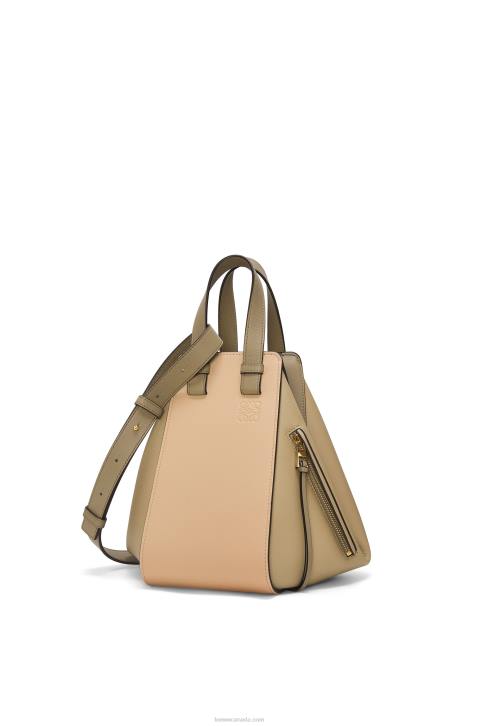 Loewe Small Hammock bag in classic calfskin 688V440 Women Clay Green/Dusty Beige