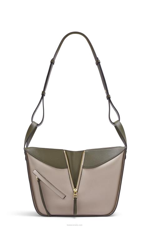 Loewe Small Hammock bag in classic calfskin 688V525 Women Autumn Green/Light Oat