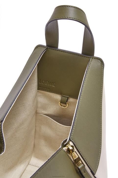 Loewe Small Hammock bag in classic calfskin 688V525 Women Autumn Green/Light Oat