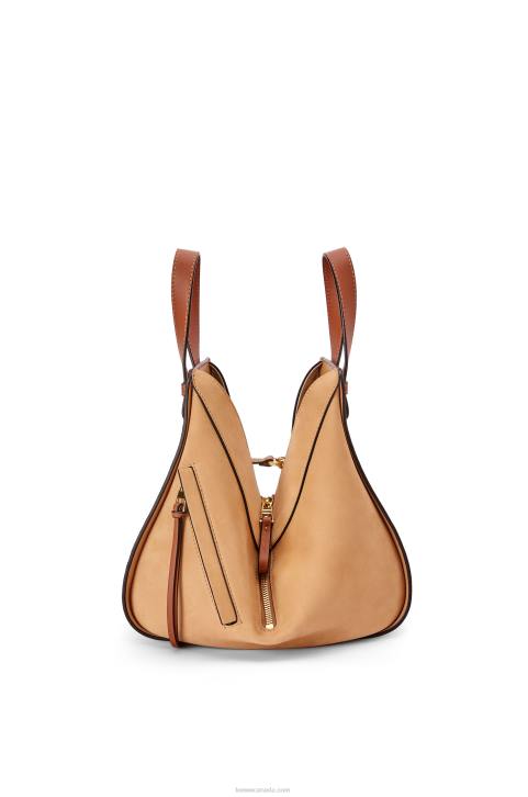 Loewe Small Hammock bag in classic calfskin and suede 688V506 Women Milk/Warm Desert