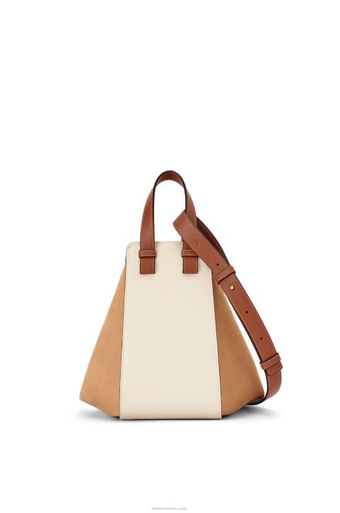 Loewe Small Hammock bag in classic calfskin and suede 688V506 Women Milk/Warm Desert
