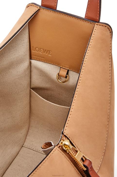 Loewe Small Hammock bag in classic calfskin and suede 688V506 Women Milk/Warm Desert