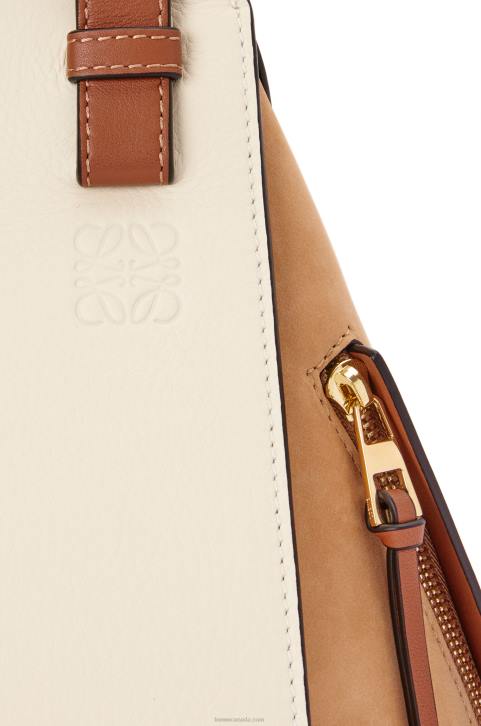 Loewe Small Hammock bag in classic calfskin and suede 688V506 Women Milk/Warm Desert