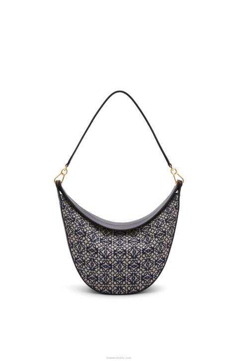 Loewe Luna bag in Anagram jacquard and classic calfskin 688V451 Women Navy/Black