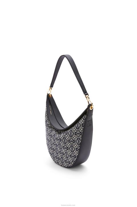 Loewe Luna bag in Anagram jacquard and classic calfskin 688V451 Women Navy/Black