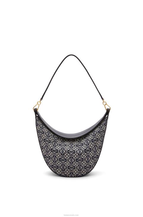 Loewe Luna bag in Anagram jacquard and classic calfskin 688V451 Women Navy/Black