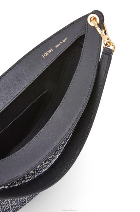 Loewe Luna bag in Anagram jacquard and classic calfskin 688V451 Women Navy/Black