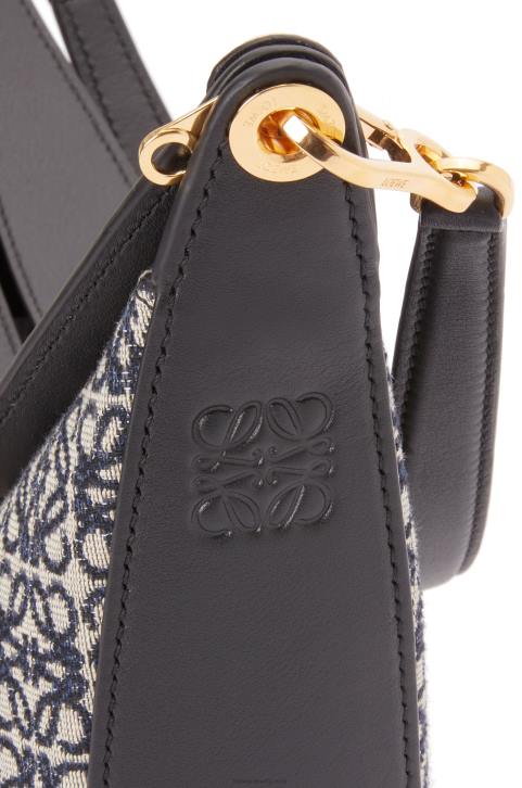 Loewe Luna bag in Anagram jacquard and classic calfskin 688V451 Women Navy/Black