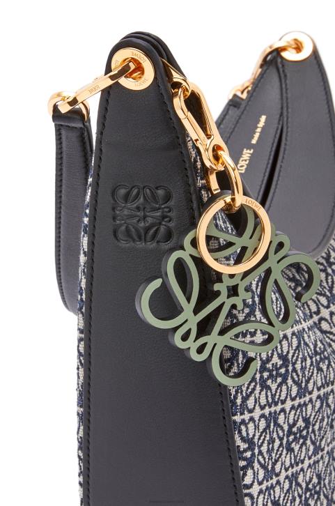 Loewe Luna bag in Anagram jacquard and classic calfskin 688V451 Women Navy/Black
