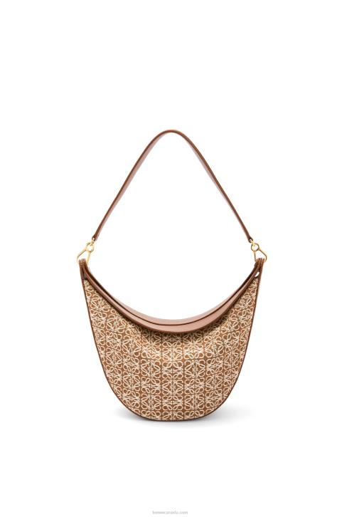 Loewe Luna bag in Anagram jacquard and classic calfskin 688V512 Women Tan/Pecan