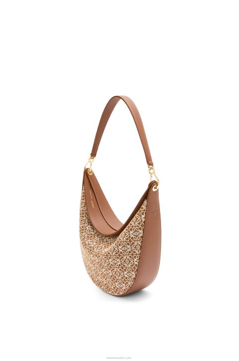 Loewe Luna bag in Anagram jacquard and classic calfskin 688V512 Women Tan/Pecan