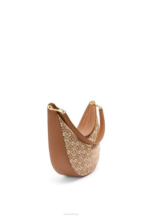 Loewe Luna bag in Anagram jacquard and classic calfskin 688V512 Women Tan/Pecan