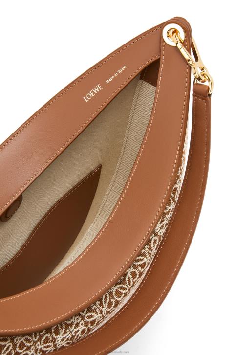 Loewe Luna bag in Anagram jacquard and classic calfskin 688V512 Women Tan/Pecan