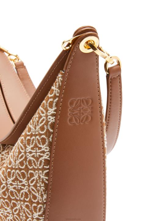 Loewe Luna bag in Anagram jacquard and classic calfskin 688V512 Women Tan/Pecan