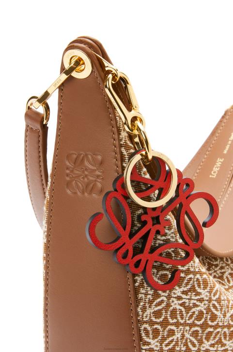 Loewe Luna bag in Anagram jacquard and classic calfskin 688V512 Women Tan/Pecan