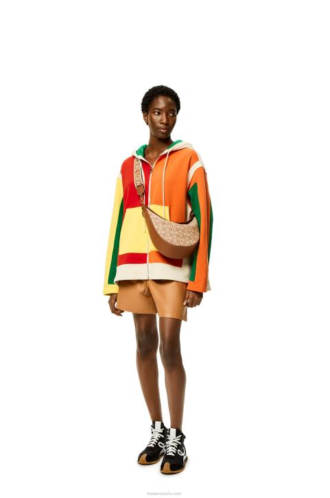 Loewe Luna bag in Anagram jacquard and classic calfskin 688V512 Women Tan/Pecan