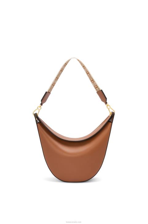 Loewe Luna bag in satin calfskin and jacquard 688V453 Women Pecan