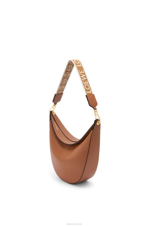 Loewe Luna bag in satin calfskin and jacquard 688V453 Women Pecan