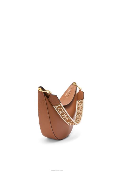 Loewe Luna bag in satin calfskin and jacquard 688V453 Women Pecan