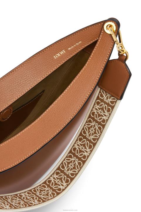Loewe Luna bag in satin calfskin and jacquard 688V453 Women Pecan