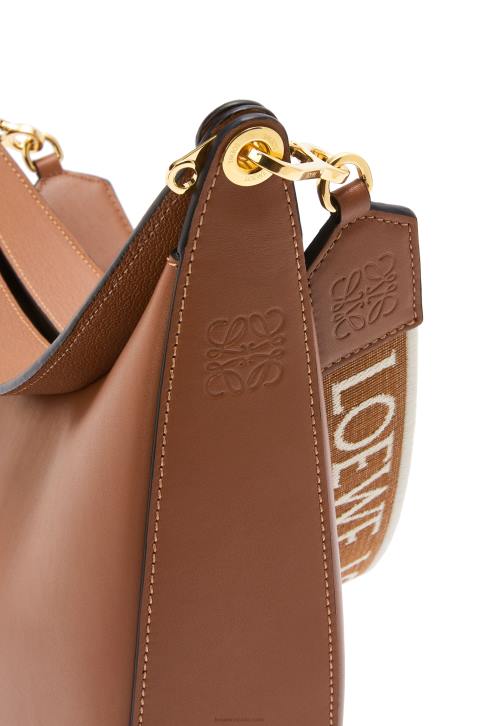 Loewe Luna bag in satin calfskin and jacquard 688V453 Women Pecan