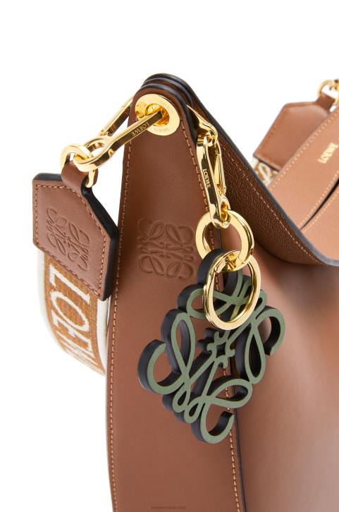 Loewe Luna bag in satin calfskin and jacquard 688V453 Women Pecan