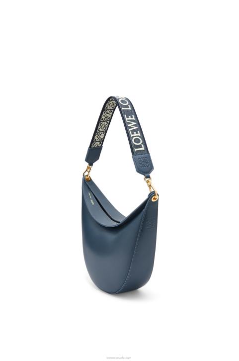 Loewe Luna bag in satin calfskin and jacquard 688V483 Women Onyx Blue