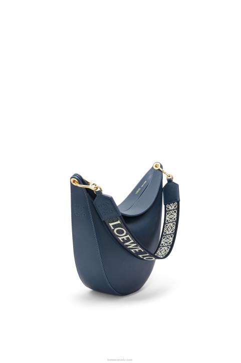 Loewe Luna bag in satin calfskin and jacquard 688V483 Women Onyx Blue