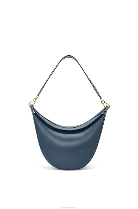 Loewe Luna bag in satin calfskin and jacquard 688V483 Women Onyx Blue