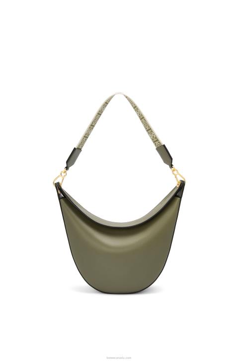 Loewe Luna bag in satin calfskin and jacquard 688V511 Women Avocado Green