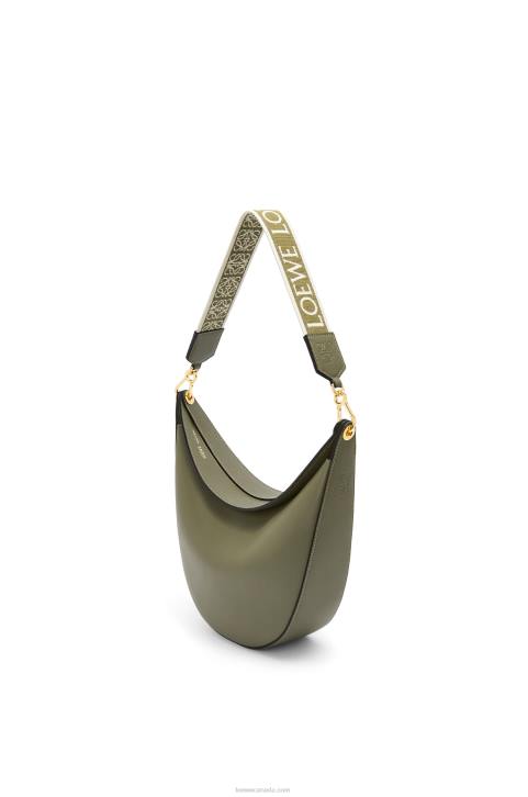 Loewe Luna bag in satin calfskin and jacquard 688V511 Women Avocado Green
