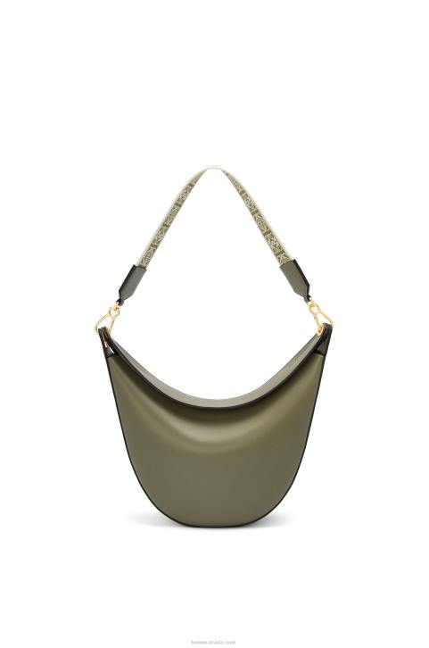 Loewe Luna bag in satin calfskin and jacquard 688V511 Women Avocado Green