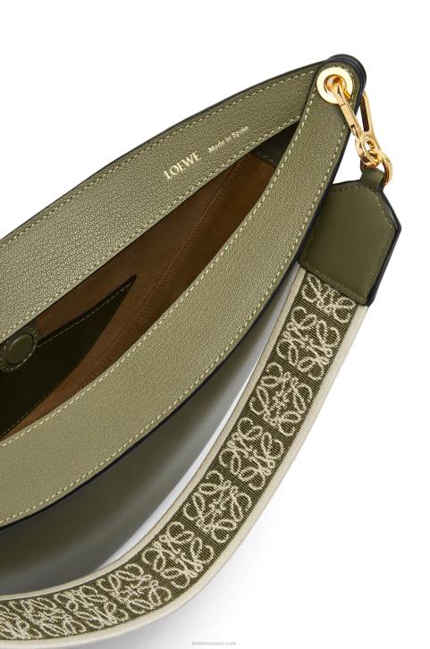 Loewe Luna bag in satin calfskin and jacquard 688V511 Women Avocado Green
