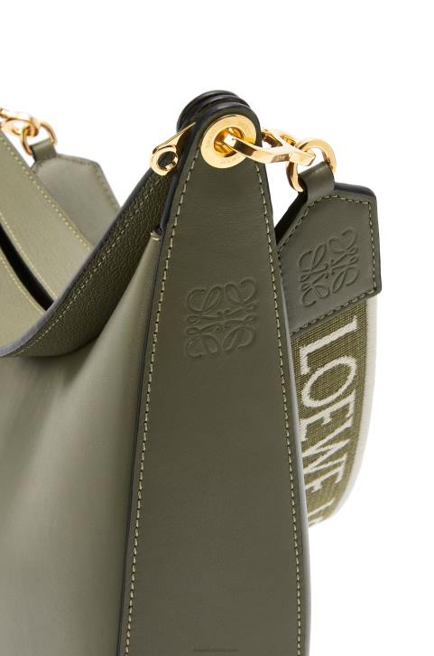 Loewe Luna bag in satin calfskin and jacquard 688V511 Women Avocado Green