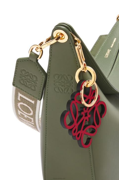 Loewe Luna bag in satin calfskin and jacquard 688V511 Women Avocado Green