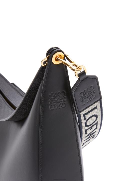 Loewe Luna bag in satin calfskin and jacquard 688V521 Women Black